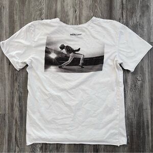 Zara White Freddie Mercury Signature Graphic Tee
